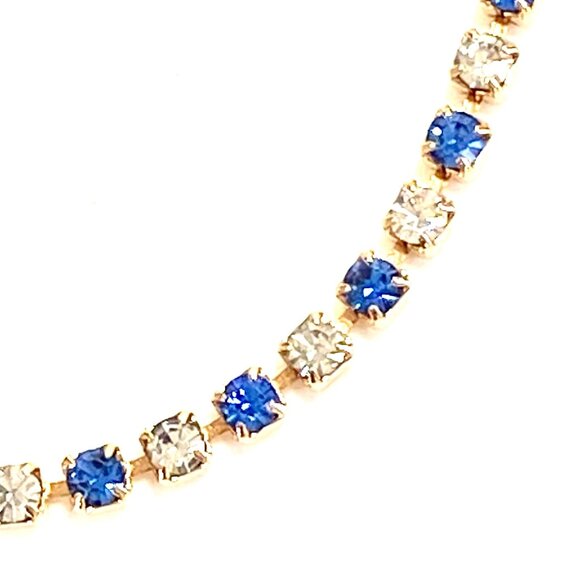 Faux Dainty Saphire and Diamond Gold Finish Bracelet - Picture 2 of 4